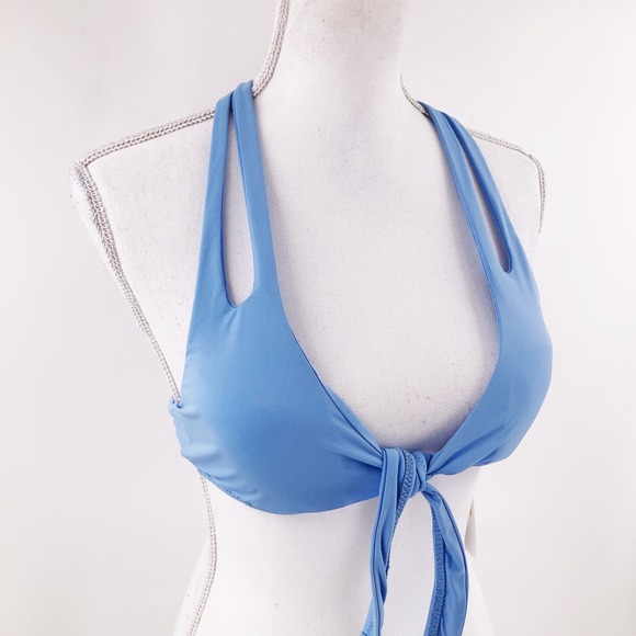 BECCA Light Blue Bikini Top Tie Back Sz M NWT $65 - Picture 2 of 8